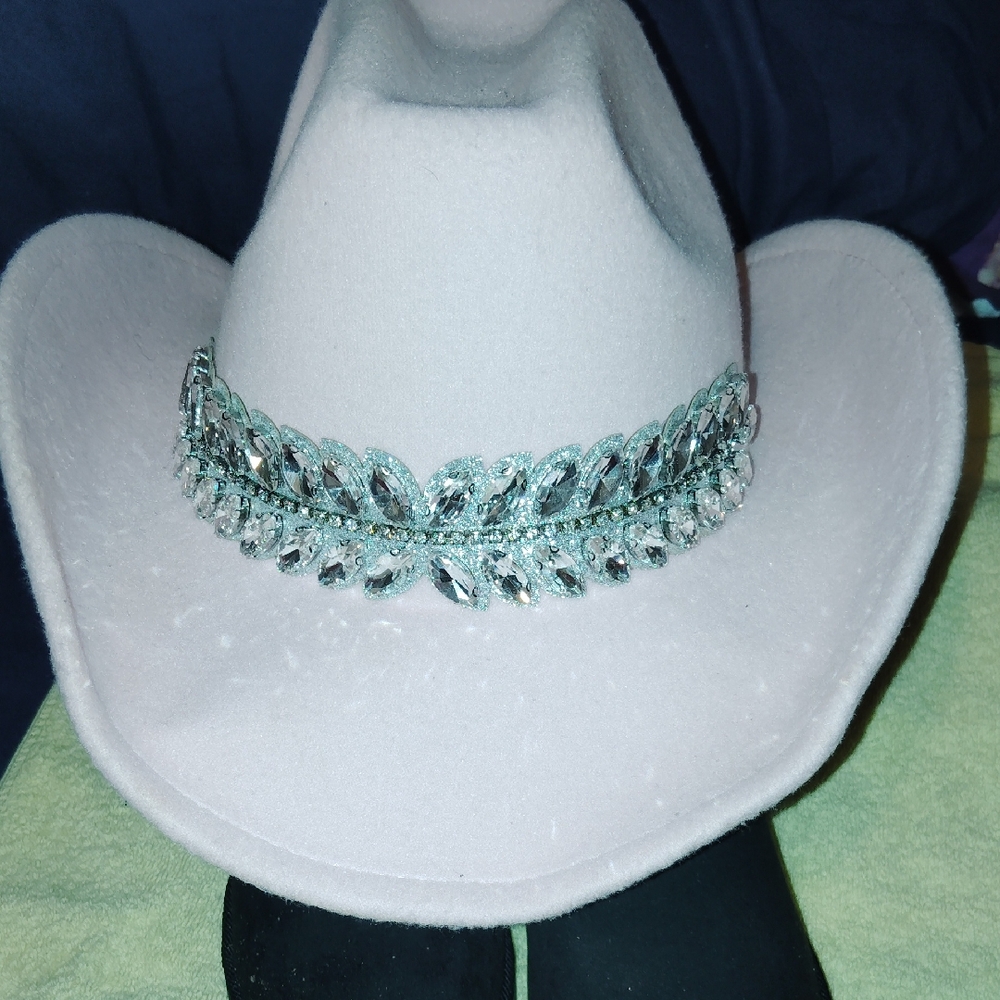 Pink Cowboy Hat with Rhinestone Bling Bling & Silver Embellishment